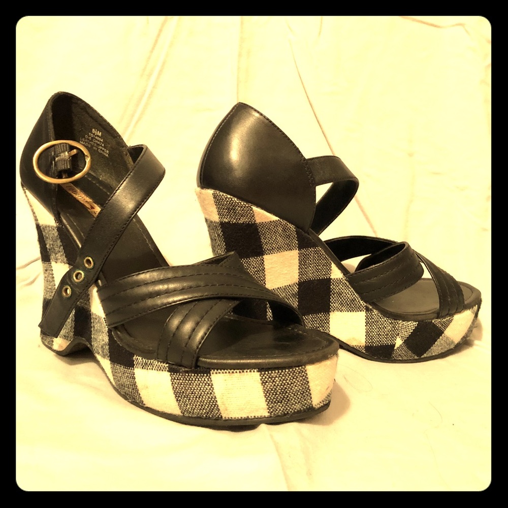 B/W Checked Tommy Girl wedges